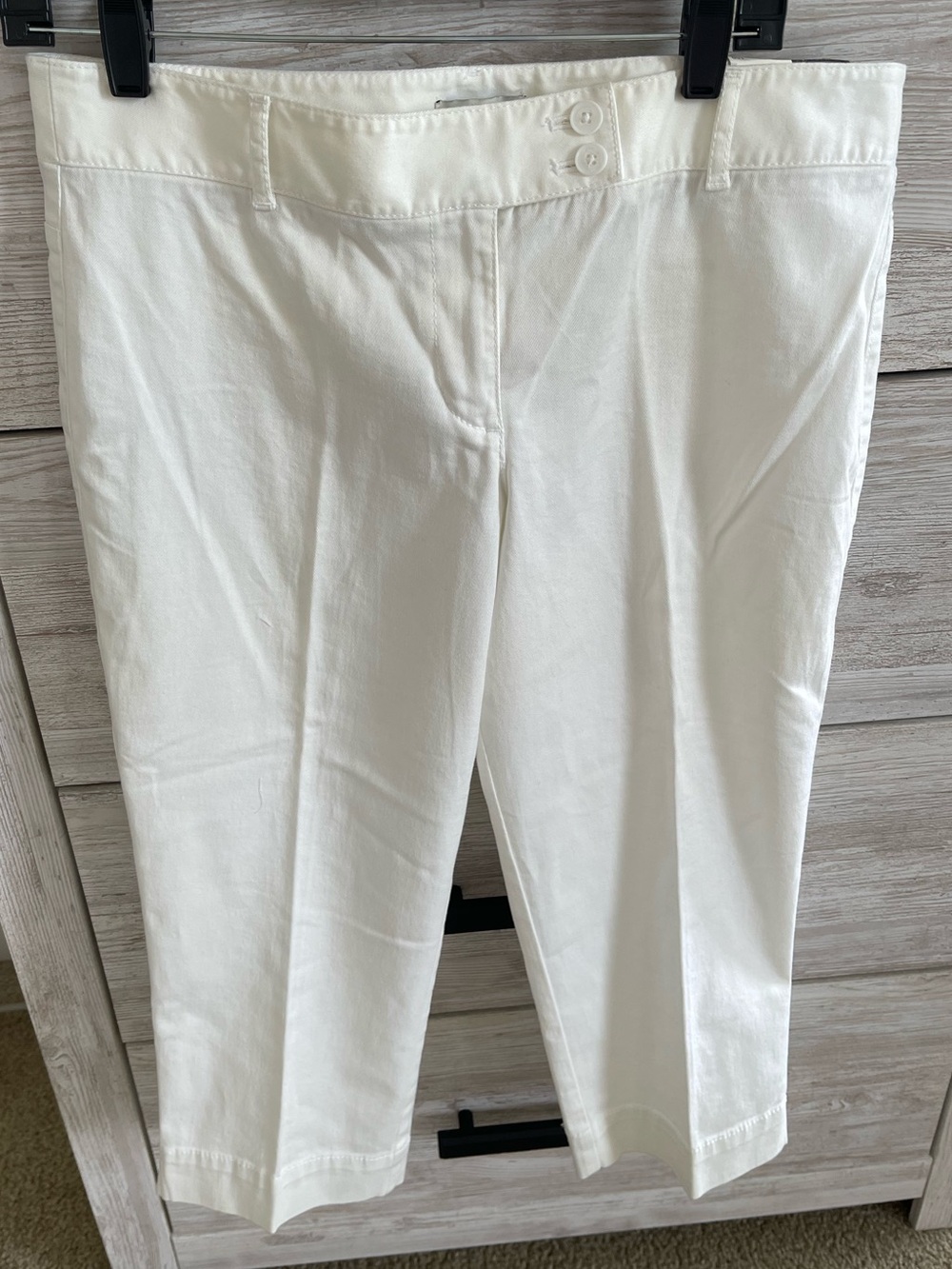 Ann Taylor Loft Marisa Petite 10P NWT White Crop Pants Capris Summer Y2K Buttons